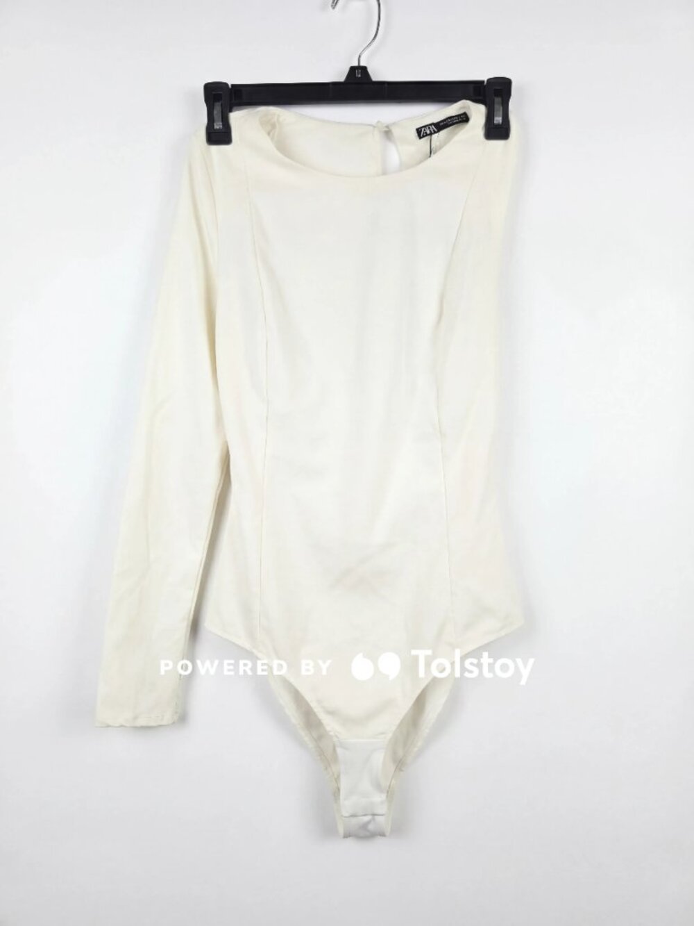 Zara Ivory One-Sleeve Open Back Bodysuit Medium